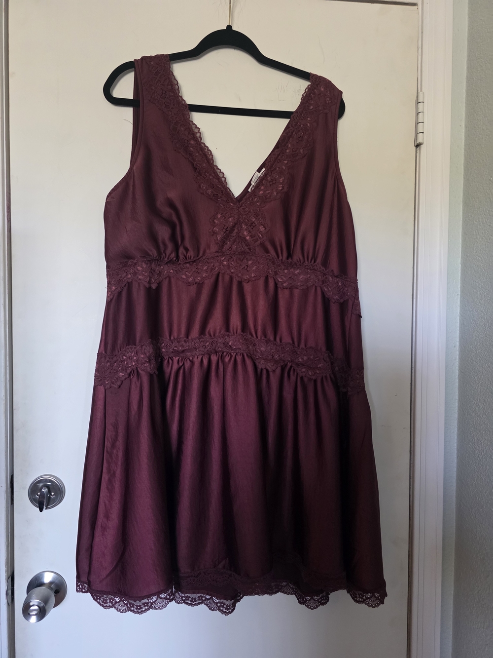 Torrid Burgundy Lace-Trim Midi Dress